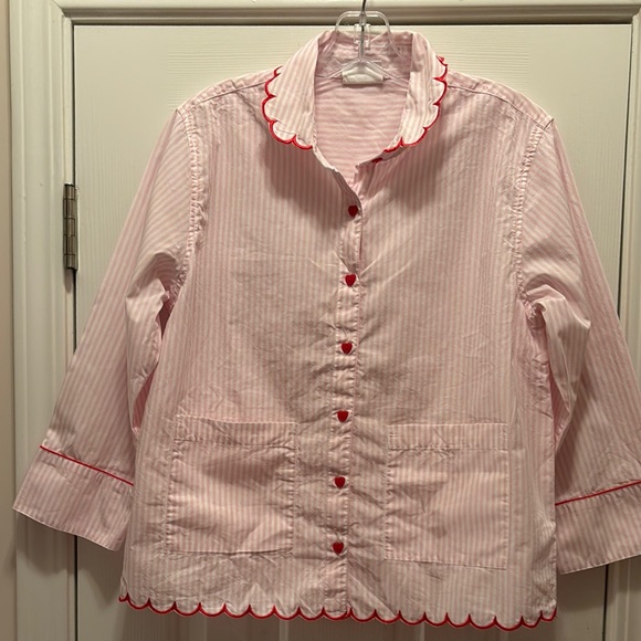 LAKE Pink Striped Women's Pajama Top - Picture 1 of 2